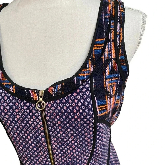 Rachel Rachel Roy Purple Navy Geometric Zip Front Knit Mini Dress Size 6 - Picture 3 of 16